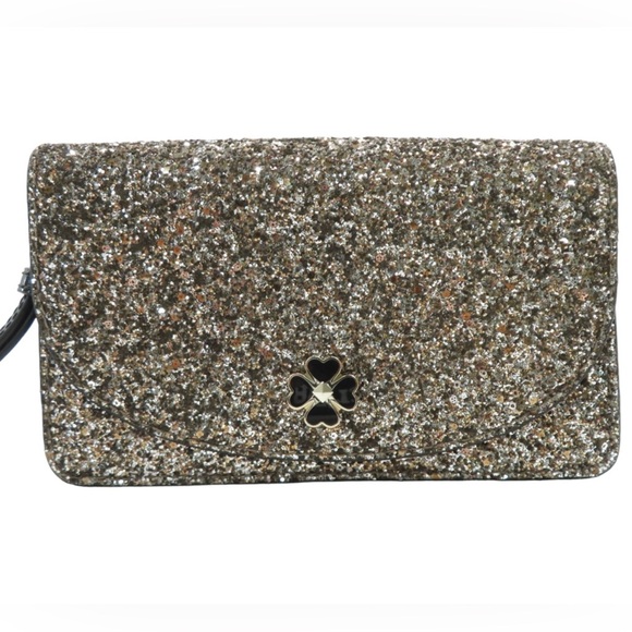 SALE - Kate Spade Black Glitter Clutch Wrsitlet - Picture 1 of 7